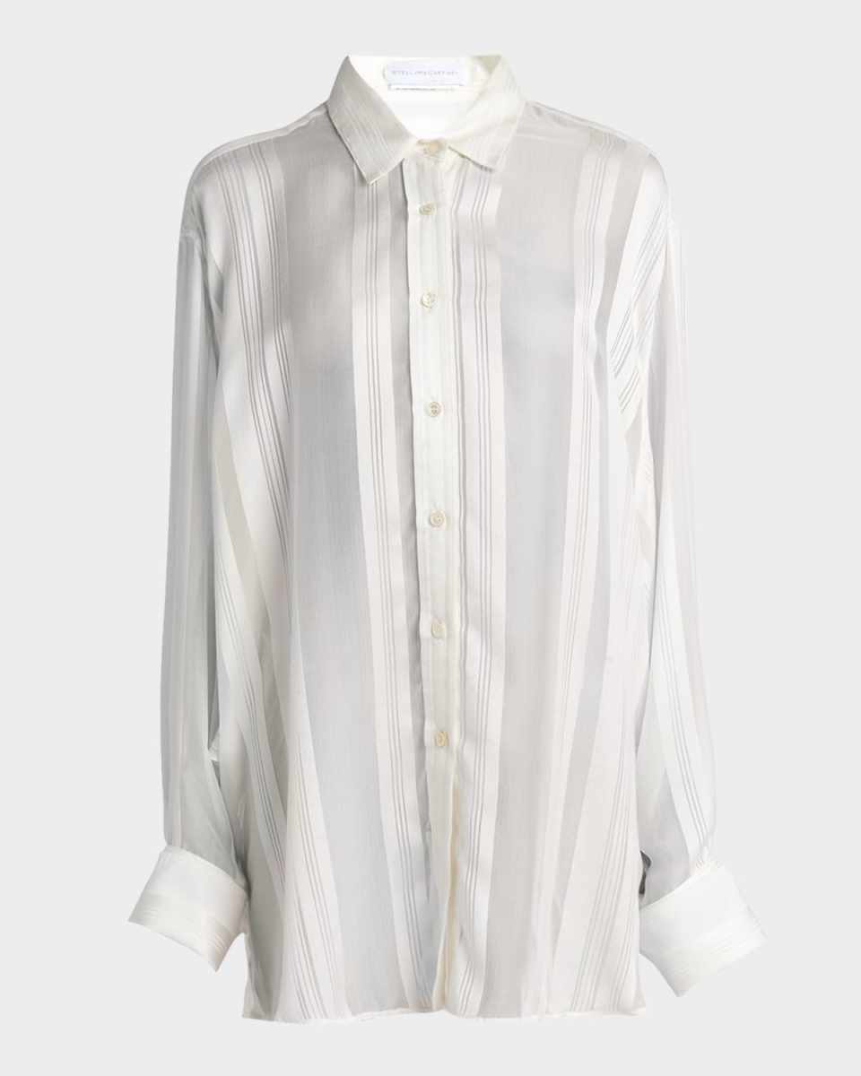 Sheer Stripe Silk Oversized Shirt